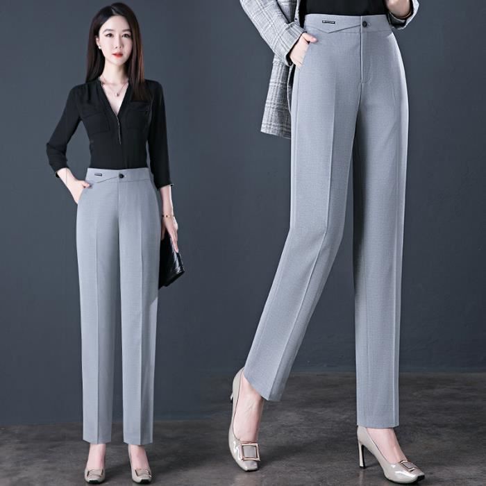 Femme de pantalon Business Taille Haute Printemps et automne Gris