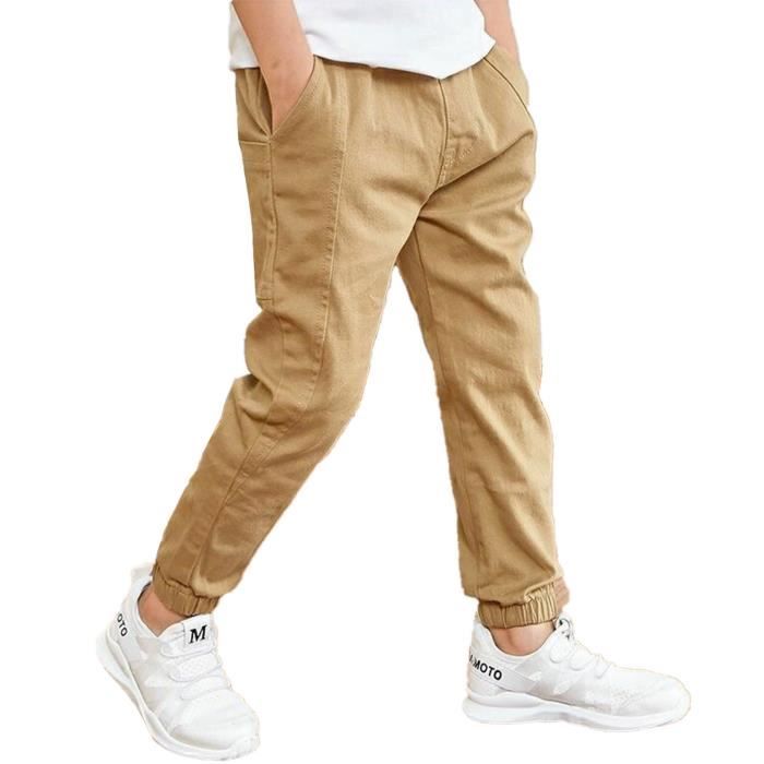 Inhzoy Pantalon Cargo Garcon Enfant Multi Poches Pantalons de Sport Jogging Randonnee Decontracte Hip hop Pants 3 14 Ans Kaki Cdiscount Pret a Porter