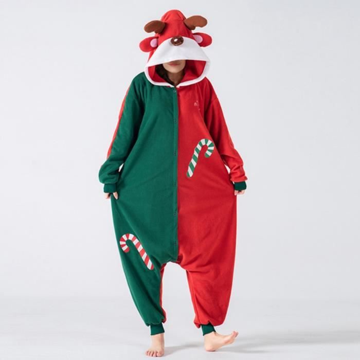 Couple De Noel Onesie Elk Femmes Pyjama Drole Mignon Animal Salopette Adulte Hiver Homewear Combinaison Cerf Tenue Bouton Vert L Green Cdiscount Pret a Porter