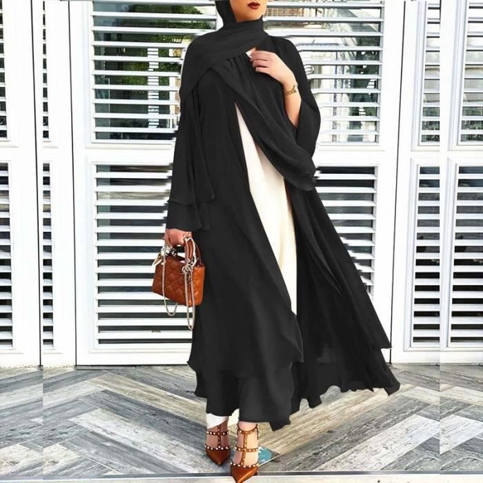 Vetement Femme ouvert Abaya dubaï turquie Abayas pour femmes Musulman Hijab  Robe arabe marocain caftan Robe Musulman De Mode Noir - Cdiscount  Prêt-à-Porter