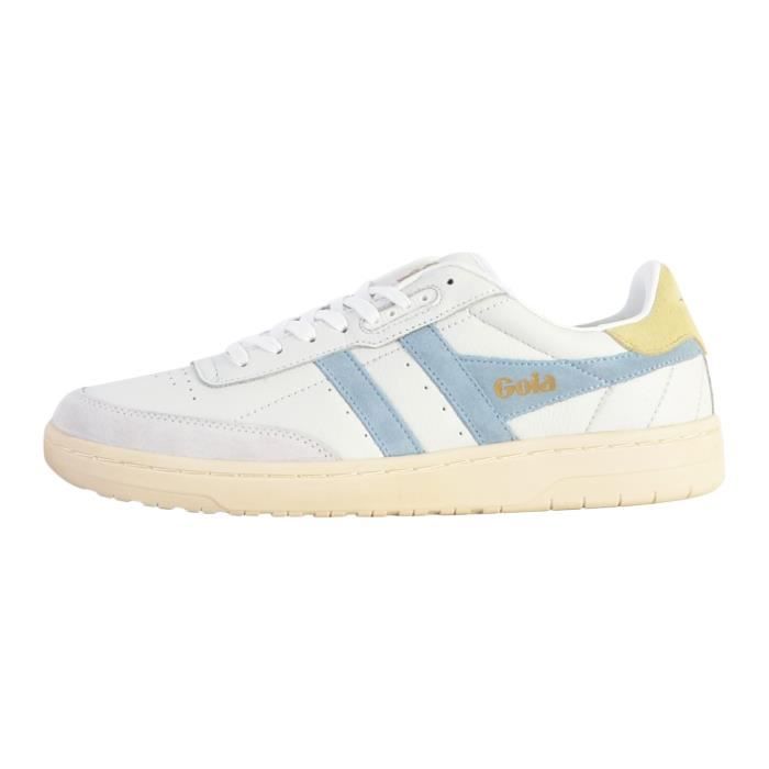 Gola Basket Gola Falcon Femme - Blanc Glace Citron - Cuir Plate Basse Confortable