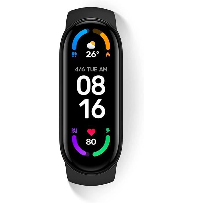 Xiaomi Mi Smart Band 6 Noir tracker d'activité sport, suivi santé, 30 modes d’exercices, 14 jours d'autonomie, version française