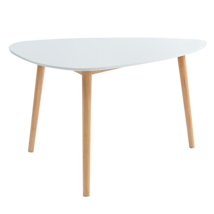 Table De Sejour Triangulaire Style Scandinave Coloris Blanc Mat En