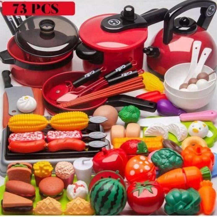 Cadeau Jouet de Cuisine Enfant Plastique 73Pcs Kit de Jouet Ustensiles Alimentaires Jouets Dinette a Jouer Cadeau pour Enfants Fill Cdiscount Jeux Jouets