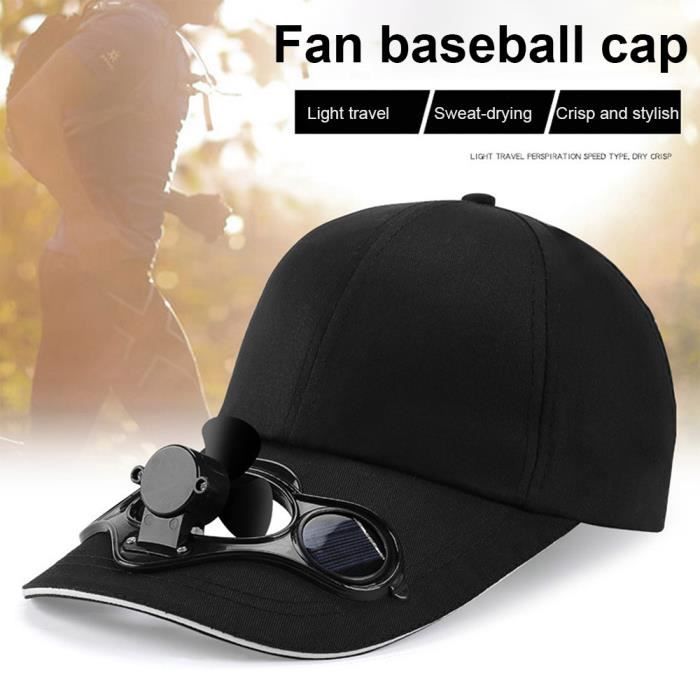 Casquette de Baseball Ventilateur Solaire - ROKOO - noir - Mixte - Adulte