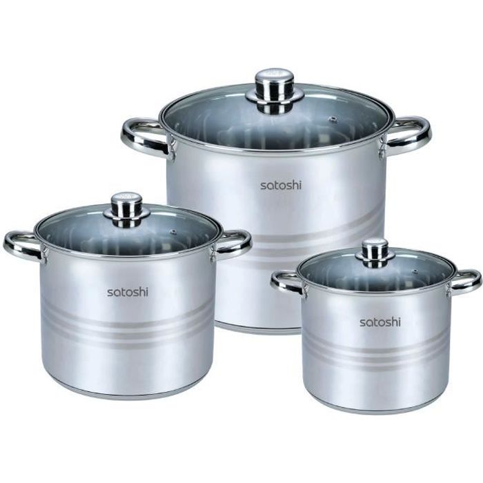 ECHTWERK Lot de 8 casseroles à induction en acier inoxydable de haute  qualité avec couvercle en verre, 3 casseroles, Casserole et poêle à frire  Tous