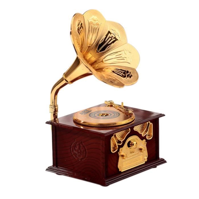 Boîte à musique en bois de Gramophone en bois Mélodie Décoration Décor
