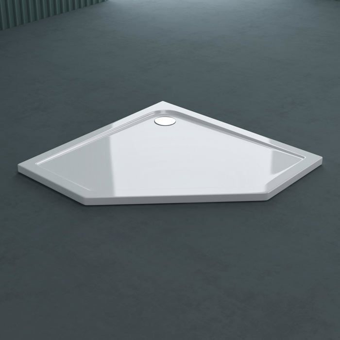 Sogood Receveur de Douche Design Pentagonal Ultra Plat 4cm Bac À Douche Acrilique FARO05 80X80X4