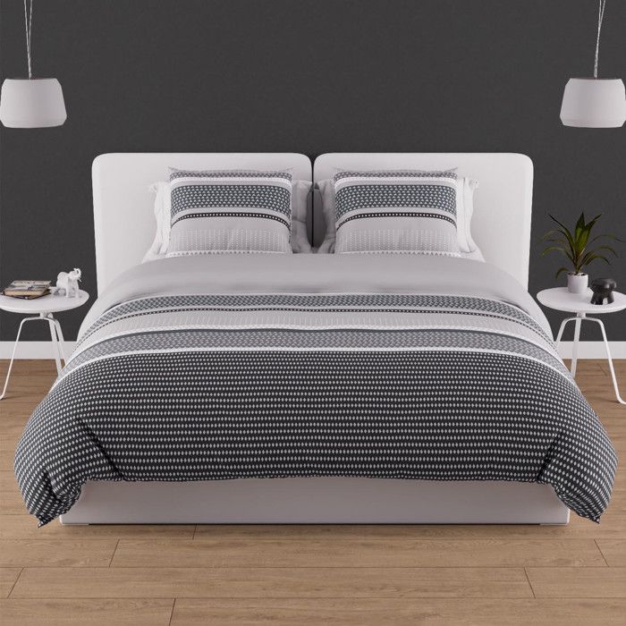 Parure housse de couette en coton 57 fils 240x220 cm THALES gris par Soleil docre