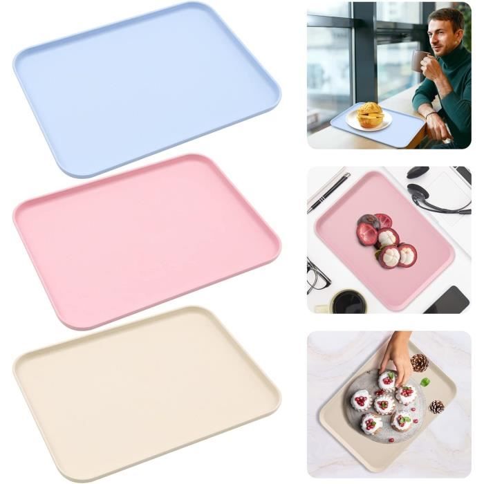 COM-FORT HOUSE Lot de 3 plateaux rectangulaires en plastique ou bassine en plastique Blanc Taille 6