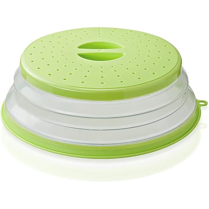 Couvercle Micro-ondes Pliable 26,7 Cm – Protection Anti-Éclaboussures Sans BPA, Passoire Et Couvercle 3 En 1