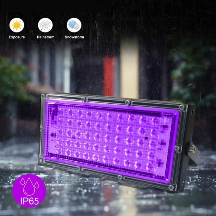 SURENHAP projecteur LED Lumière noire UV 50W LED projecteur étanche brillant dans lobscurité lampe luminaire decorative