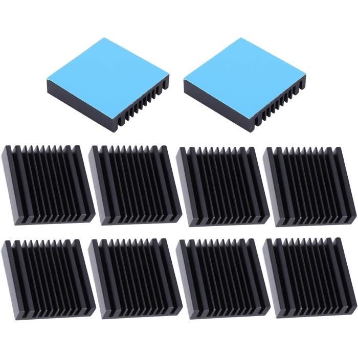 sourcing map 10x10x10mm Argenté Auto-adhésif Alluminium Dissipateur Chaleur Radiateur Électroniques pour IC MOS 10pcs