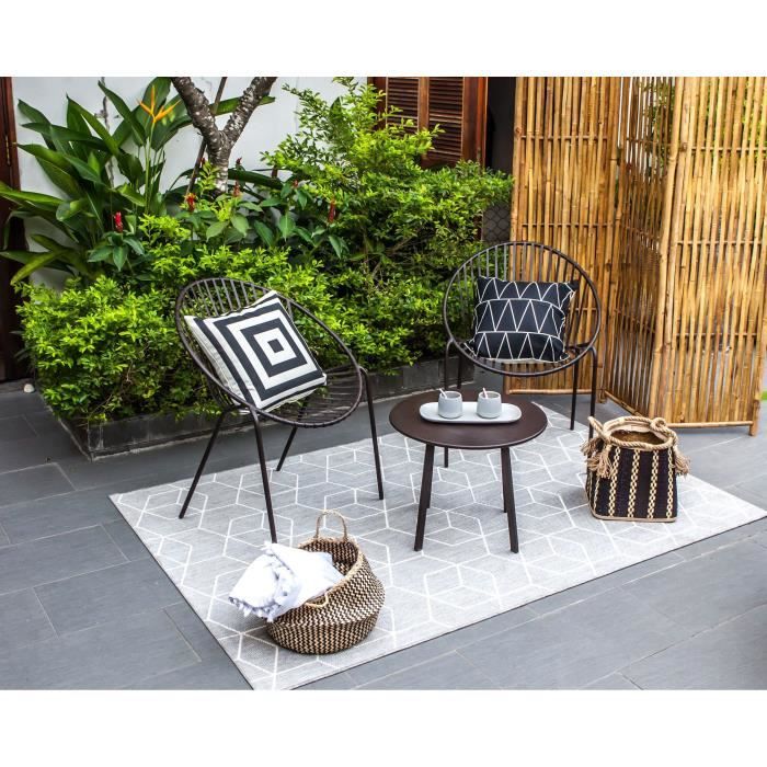 Salon De Jardin En Metal 2 Personnes Oria Noir Achat Vente