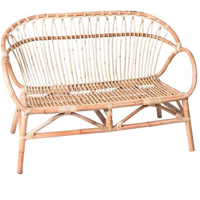 Canape De Jardin En Rotin Indie 2 Places Marron Cdiscount Maison