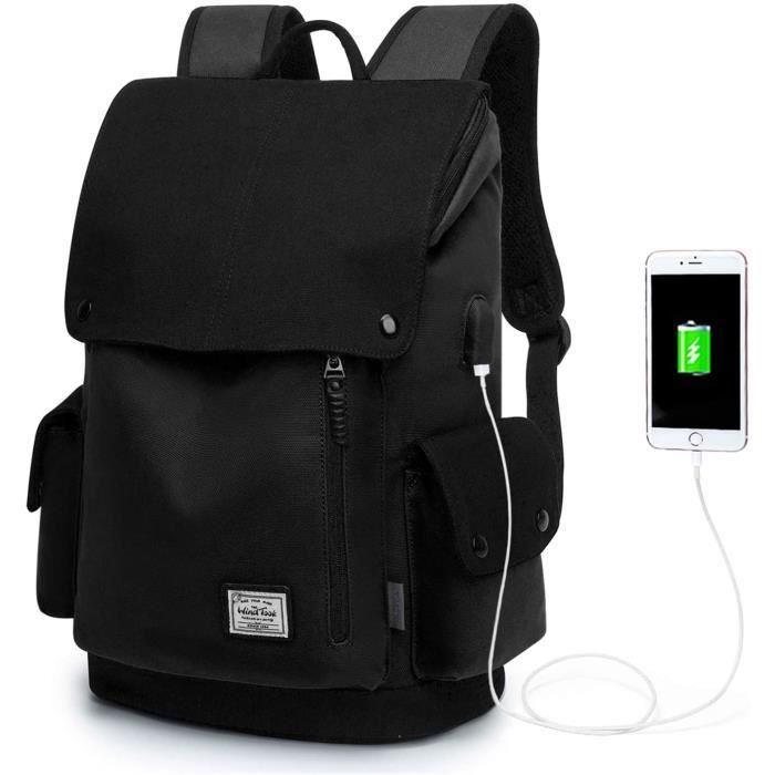 WindTook Sac à Dos Femme/Homme Sac a Dos Ordinateur Portable 15 Pouces avec Port de Charge USB pour Loisirs/Affaires/Collège/Voyage 