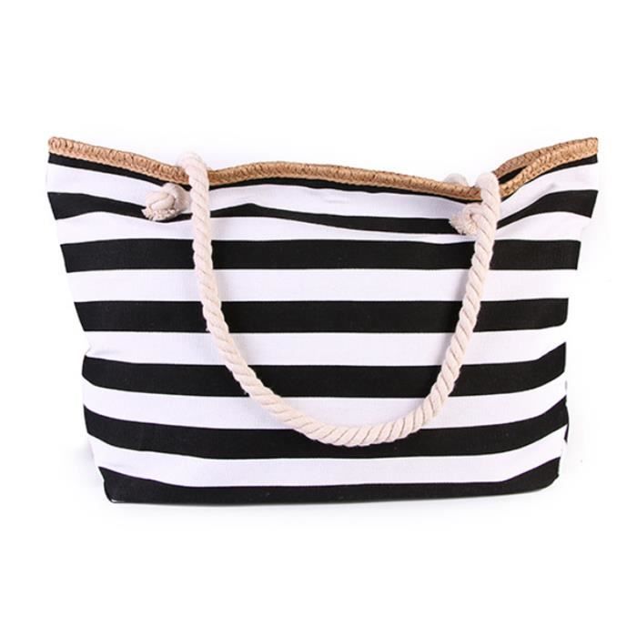 Sac De Plage Toile Grande Capacité 40x12x32cm - Sac Bandoulière Femme Écologique