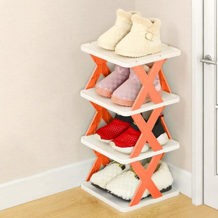 Armoire à Chaussures - WIRLSWEAL - 4 Niveaux - Plastique - Orange - Compacte