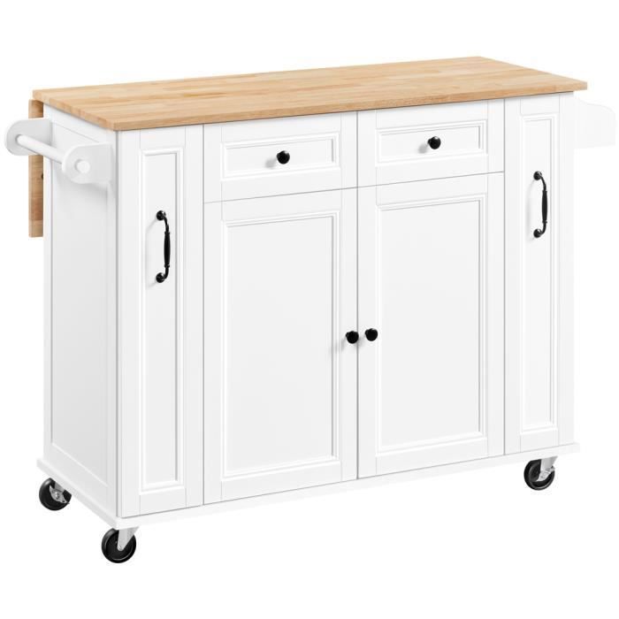 Îlot De Cuisine 120x65x92 Cm Avec 2 Tiroirs, 2 Portes, Roulettes Îlot De Cuisine 120x65x92 Cm Avec 2 Tiroirs, 2 Portes, Roulettes