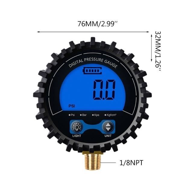 Manomètre Pression Pneus Numérique LCD 0-200 PSI - Précision 0.1 PSI - Pour Voiture, Moto, Vélo - M11x1