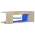 Meuble de rangement & Meuble bas TV & Table de Salon avec lumières LED Chêne Sonoma 90x39x30 cm - Qualité luxe©-1