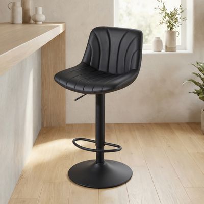 Set De 2 Tabourets De Bar WangPangzi En Cuir PU - Réglables En Hauteur Avec Dossier Et Repose-Pieds (Gris Clair)