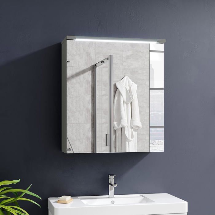 Armoire de Toilette pour Salle de Bains, avec Éclairage LED et Grand