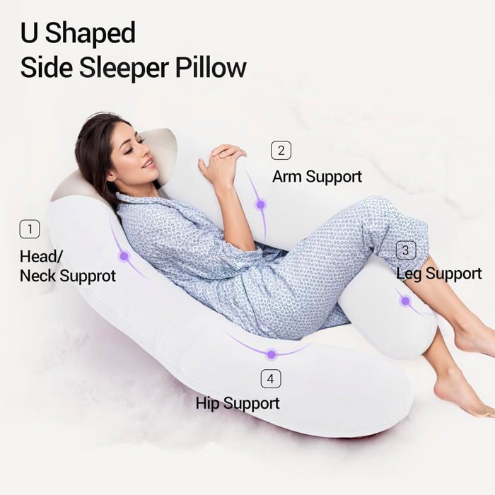 Oreiller De Grossesse En Forme De U - Soutien Complet Dos, Ventre, Jambes, Lavable, Idéal Pour Maternité Et Allaitement - 7