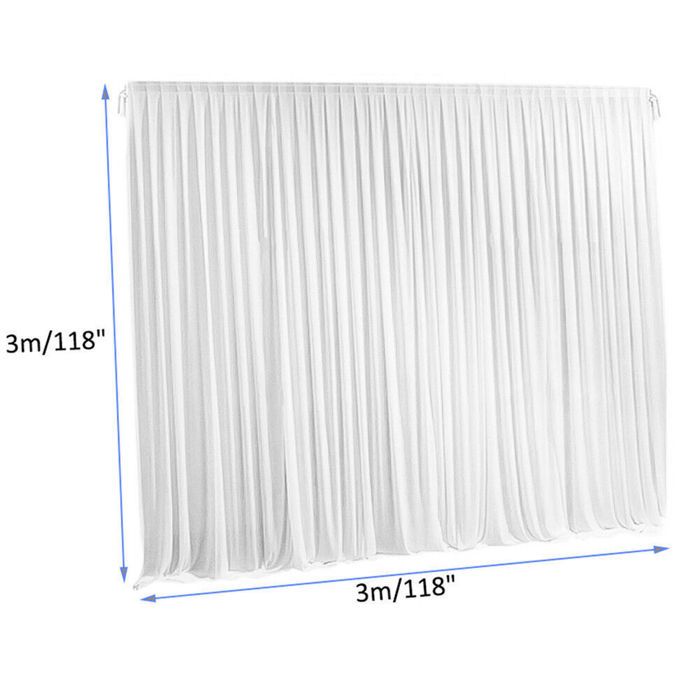 Toile De Fond En Tulle 3x3 M – Blanc – Pour Décoration Mariage, Fête, Photo – Soie Glacée 68DD - 8