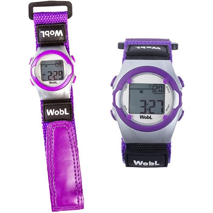 WobL Montre de rappel vibrante violet 8 alarmes montre pour