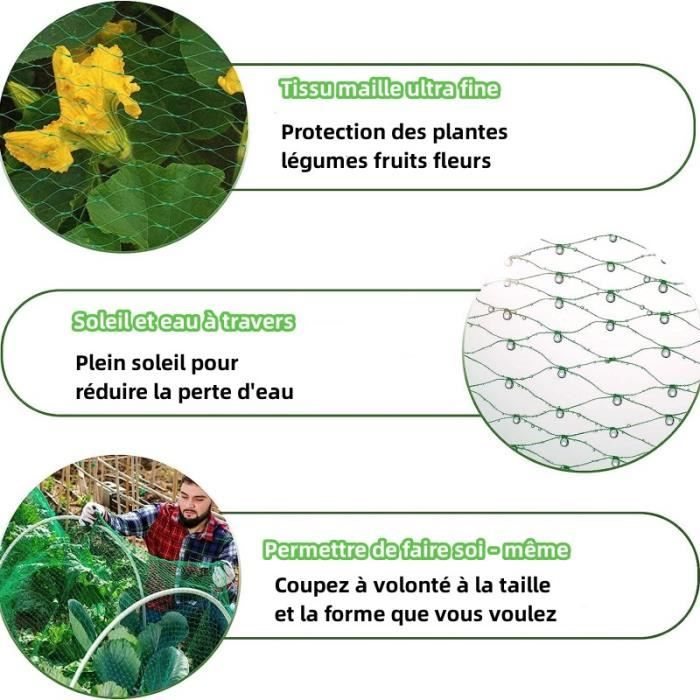 Lot 2 Filets Protection Plantes 120x150 Cm - Anti Oiseaux Insectes Légumes Fleurs Avec Cordon Serrage