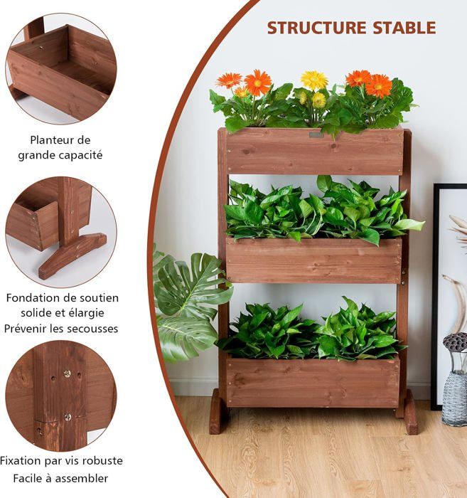 COSTWAY Table De Rempotage Enfant En Bois De Sapin – Avec Tableau Noir, 4 Pots Et Évier Amovible – Centre De Jardinage Dès 3 Ans (71 X 41 X 92 Cm)