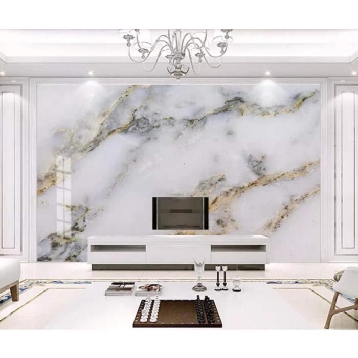 Moderne Papier Peint En Marbre Blanc 3D Murale Pour Tv Fond Mur Décor ...