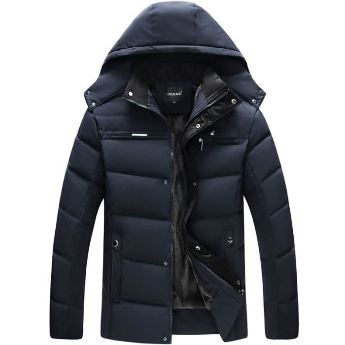 Doudoune Homme Hiver Mode Parka a Capuche Veste Chaud Manteau VeTement Masculin epaissir Bleu Marine Bleu Cdiscount Pret a Porter
