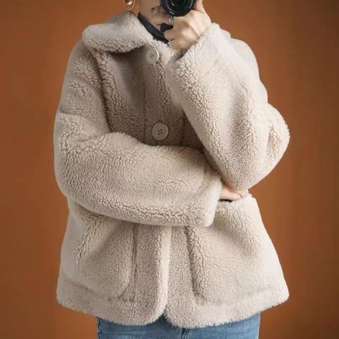 Manteau court chaud en peluche pour femme Nouveau manteau de