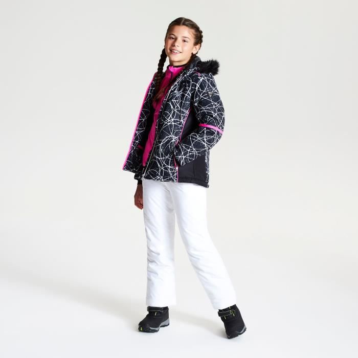 Dare 2b Veste de ski design et techique Junior Fille ELUSIVE avec capuche bord e de fausse fourrure Noir