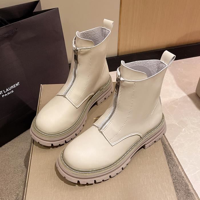 Bottines femme blanches online cuir