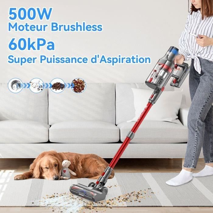 Aspirateur Balai Sans Fil Vistefly V15s Max - 580W, 45Kpa, Autonomie 70min - Parfait Pour Poils D'animaux Et Sols Divers