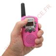 Talkie walkie 22 canaux push to talk écran LCD portée 3 à 5 km Rose-2