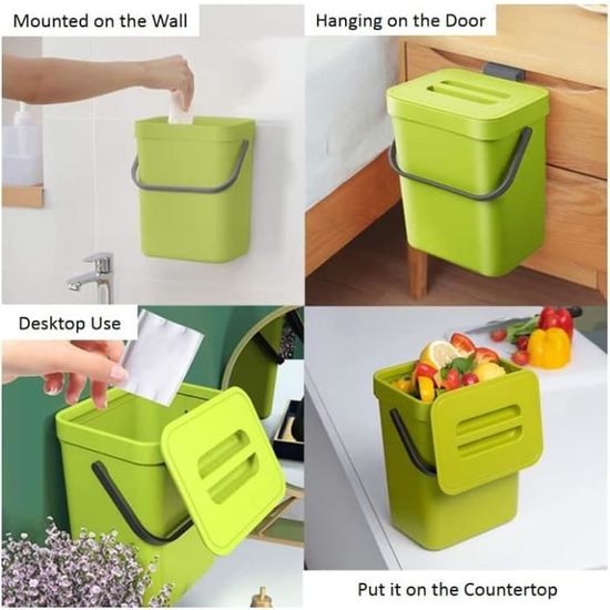 Petite poubelle à compost pour cuisine - 5 l - Poubelle pour cuisine,  comptoir avec couvercle pour déchets - Composteur [415] - Cdiscount Jardin