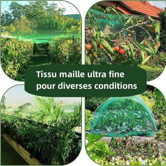 Filet Anti-oiseaux De Jardin 4 X 10 M, Mailles 15 X 15 Mm, Avec 50 Attaches Reutilisable Protege Legumes Fruits Et Fleurs 98822043