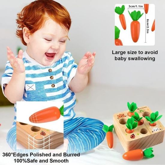 Jouet Bebe 1 An Jouet En Bois Jeu De Tri Motricite Fine Montessori Jouets Enfant 1 2 3 Ans Recolte De Carottes Garcons Filles Puzz Cdiscount Puericulture Eveil Bebe