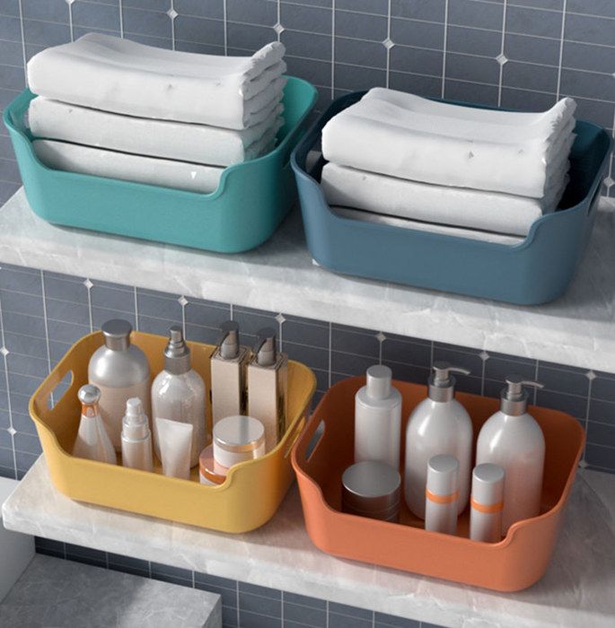Bac de rangement - KZQ - Paquet de 3 - Plastique PP - Couleur bleu ...