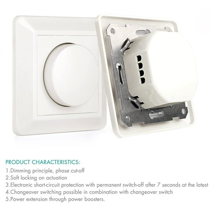 Variateur de Lumière LED,220-240V 5-200W Smart Button Interrupteurs et ...