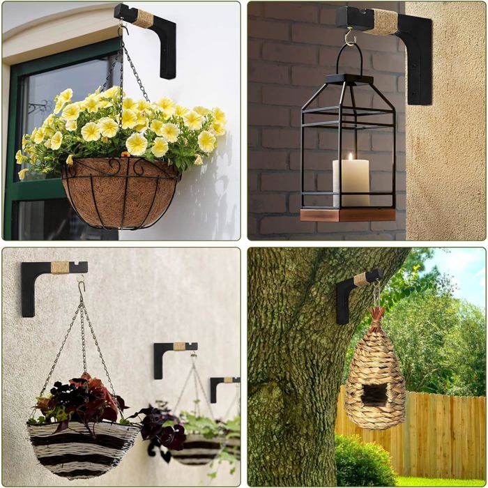 2 Pièces Crochet Suspension Plantes Bois - Supports Muraux Pour Pots Fleurs Paniers