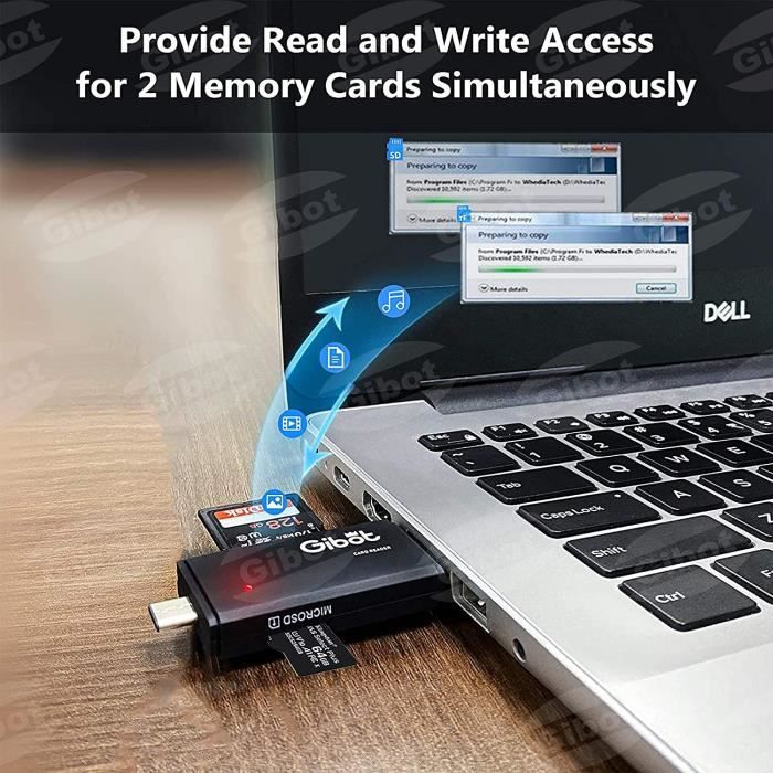LLANO Lecteur De Carte Sd USB-C Et USB-A 3,0 , 2 en 1 Carte Mémoire Lecteur  , Pour SD/SDHC/SDXC/MMC, Mode en ligne