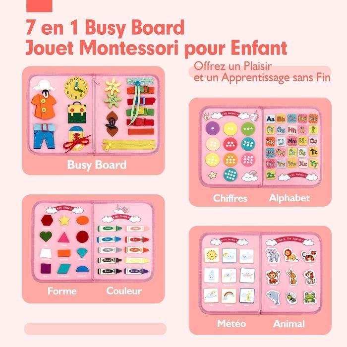 Busy Board Montessori 3 Couches – 38+ Activités éducatives En Feutre Doux, Portable, Pour Enfants 2-4 Ans