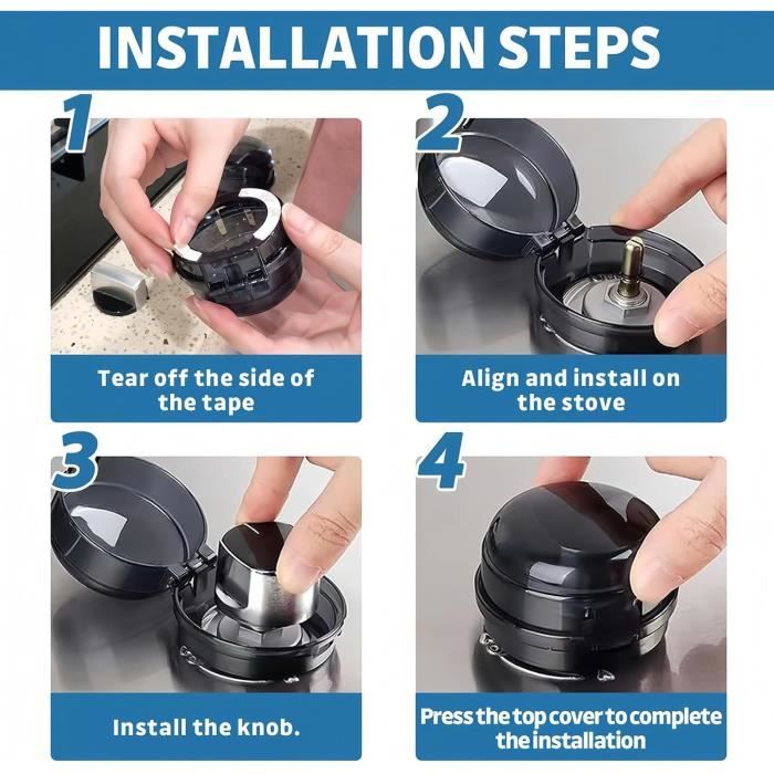 Cache-boutons De Cuisinière – 8 Pièces – Protection Enfant Pour Four Et Plaques De Cuisson (noir/transparent) - 6