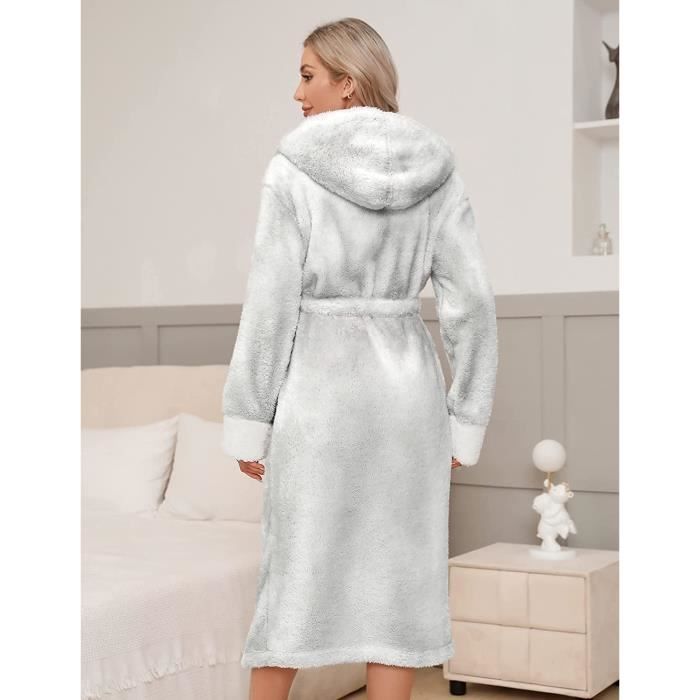 CD SIZE S Peignoir Femme Polaire Personnalise l hiver Robe de Chambre Chaude Femme Peignoir de Bain A Capuche Super Doux 1038 Cdiscount Maison