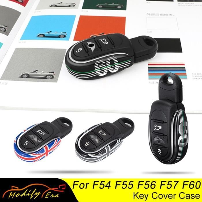 Coque clé,Housse de protection de chaîne en alliage pour voiture, pour BMW  Mini Cooper JCW F54, F55, F56, F57 - Type Checkered